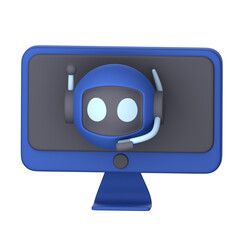 Computer Bot 3D Illustration for uiux, web, app, presentation, etc