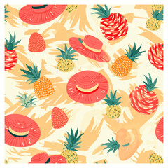 summer in the sun hat and pineapple background for a summer themed pattern
