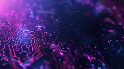 Modern light point Hi-tech digital technology concept. High tech computer illustration with purple and dark blue gradient background which is very good