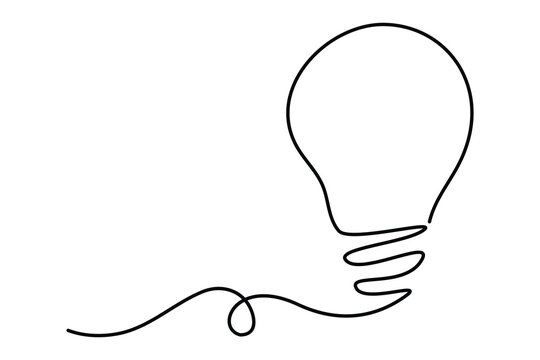 recommend clip art: Light bulb isolated on white light bulb one line outline vector art illustration