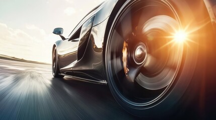 sports auto tire blur effect sunny highway scene
