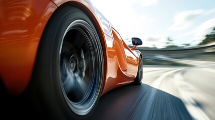 racing auto tire blur effect sunny motorway shot