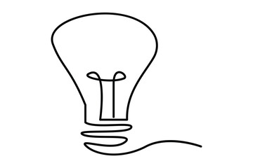 Light bulb isolated on white light bulb one line outline vector art illustration
