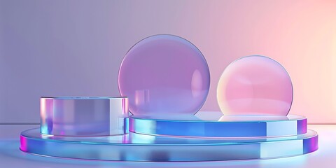 Obraz premium Empty glass podium for product display or showcase