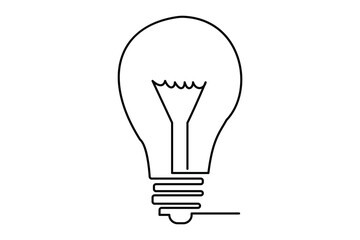 Light bulb isolated on white light bulb one line outline vector art illustration