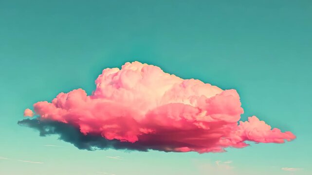 Colorful pink cloud formation in a turquoise