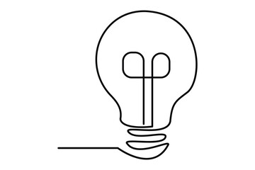 Light bulb isolated on white light bulb one line outline vector art illustration
