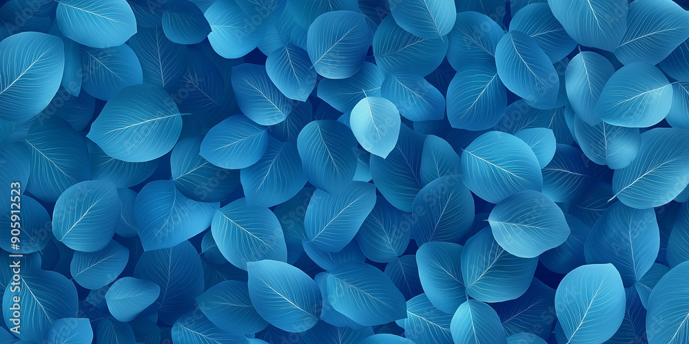 Aufkleber blue leaves background forming a repeating pattern for design