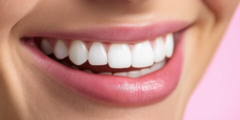 Obraz premium Close up of a perfect smile with white teeth