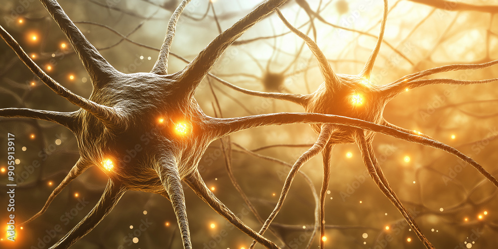 Aufkleber network of neurons sending signals in the brain