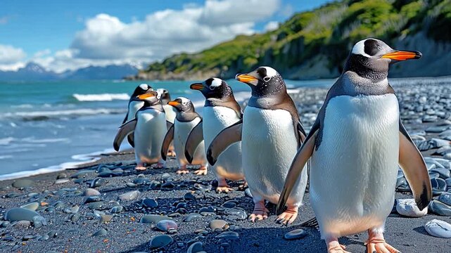 A Colony Of Gentoo Penguins In Tierra del Fuego, Argentina's Isla Martillo
