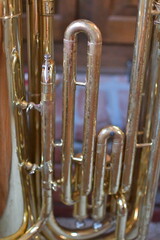 Brass Valves and Tubes on a Tuba