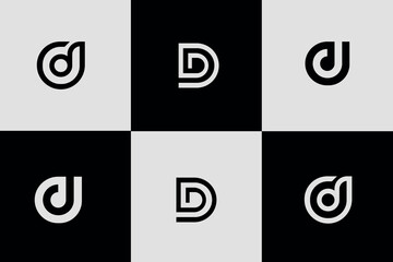 Set of letter D logo with modern creative design vector illustration, Set of abstract initial letter d logo template. icons for business technology