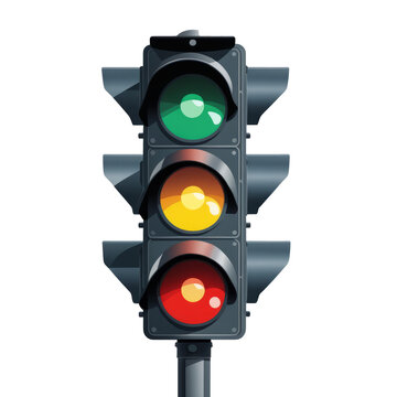 Vector cartoon traffic light on transparent background, PNG resource for animation