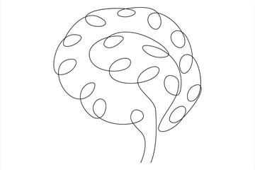 Continuous one line drawing of human brain. Hand drawn minimalism style. brain line art vector illustration