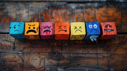 Naklejka premium Colorful Blocks Displaying Various Emotions