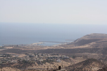 Fototapeta premium A view of the city of Agadir from the top of the mountain on July 29 2024.
