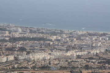Fototapeta premium A view of the city of Agadir from the top of the mountain on July 29 2024.