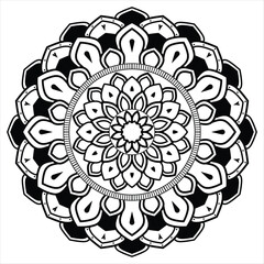 Mandala design, Floral circular mandala design, black and white background with mandala design