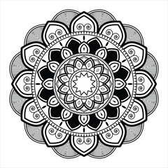 Mandala design, Floral circular mandala design, black and white background with mandala design