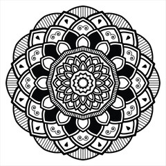 Mandala design, Floral circular mandala design, black and white background with mandala design