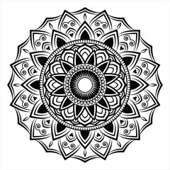 Mandala design, Floral circular mandala design, black and white background with mandala design