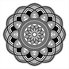 Mandala design, Floral circular mandala design, black and white background with mandala design