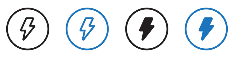 Power icon symbol sign collection in white and black