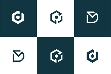 Set of letter D logo with modern creative concept, Set of abstract initial letter d logo template. icons for business technology