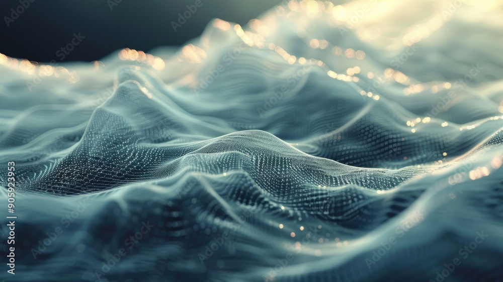 Poster shimmering aquatic waves tranquil digital dreamscape featuring mesmerizing abstract patterns and flu