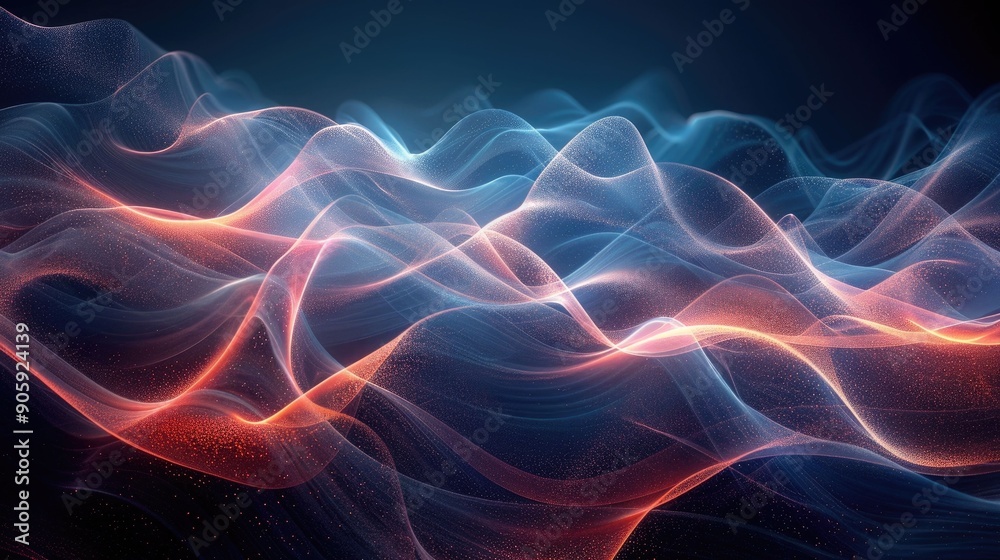 Poster mesmerizing digital visualization of undulating waves flowing energy and rhythmic patterns in a medi