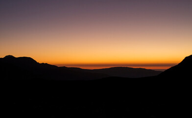 Burning sunset on the mountain