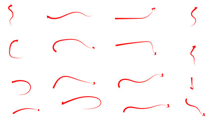 Set of Hand drawn vector arrows doodle on white background. Children crayon color brush stroke texture arrow, circle, underline shape. Hand drawn childish chalk pencil scribble. Vector illustration