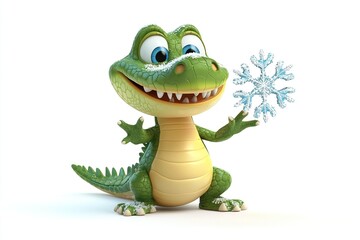 Fototapeta premium Crocodile with snowflake 