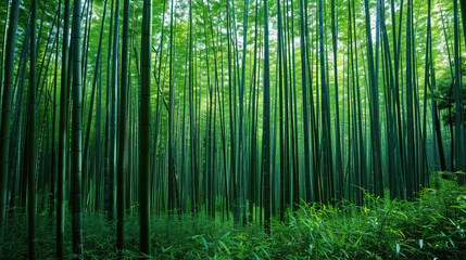beautiful bamboo forest in the morning