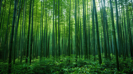 Naklejka premium beautiful bamboo forest in the morning
