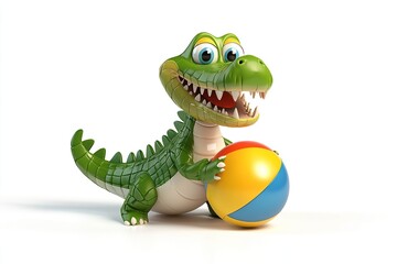 Fototapeta premium Crocodile with a beach ball