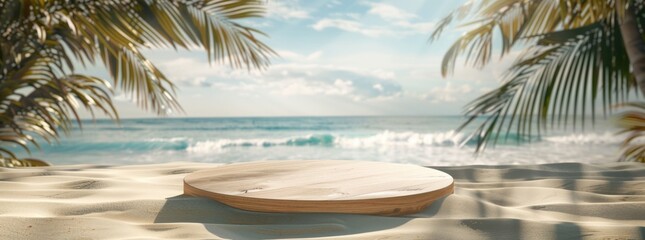 Obraz premium Empty Wooden Platform on Tropical Beach
