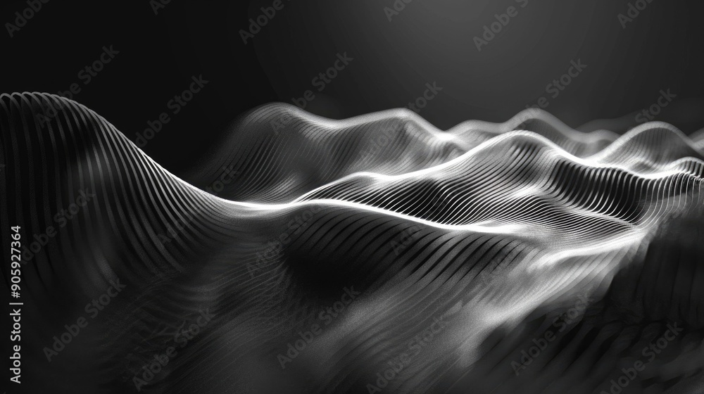 Poster soothing tempo design with tranquil audio waves abstract digital art render captivating monochrome a