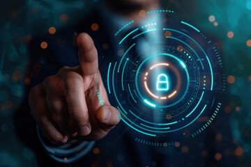 Network security system Businessman fingerprint