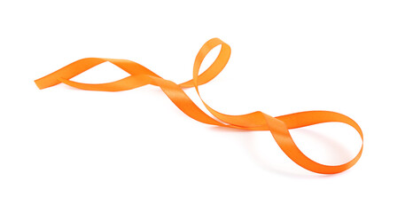 One beautiful orange ribbon isolated on white