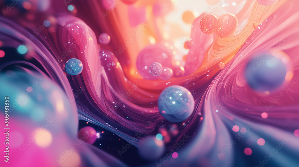 Poster relaxing 3d abstract background, wallpaper 