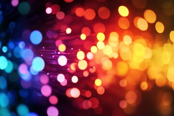 Blured bright and dark colorful background - selective focus photo of fiber optics led light, ai