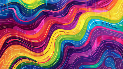 Fototapeta premium Vector illustration of rainbow psychedelic wave pattern. Rainbow psychedelic wave pattern. Hypnotic line abstract background which is very good