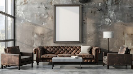 Empty frame in modern industrial interior