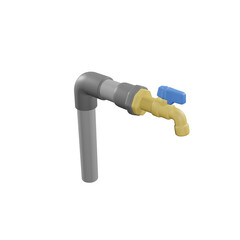 Brass water tap with attached pipe