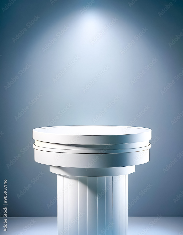 Sticker White pedestal on a blue background