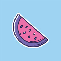 Colorful Watermelon Slice on Light Blue Background