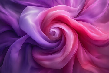 Obraz premium An artistic representation featuring a mesmerizing swirl of translucent fabric in shades of pink and purple. 