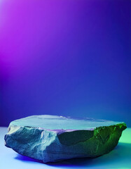 Obraz premium Rough Stone Platform Against Blue Purple Gradient